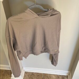 YoungLA Ribbed Hoodie Jacket in Taupe